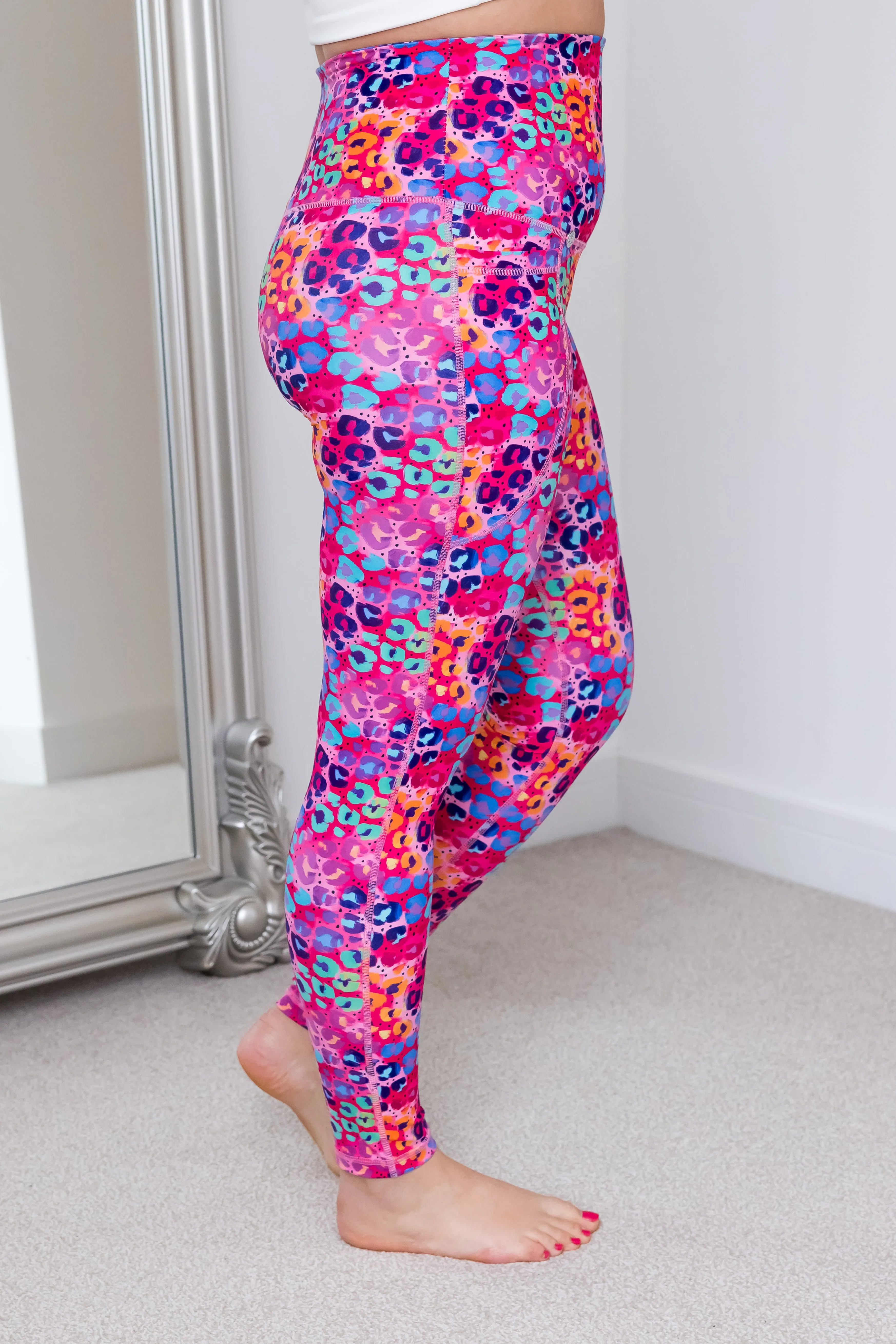 Pink Fizz Leopard Print 2 Pocket Full Leggings