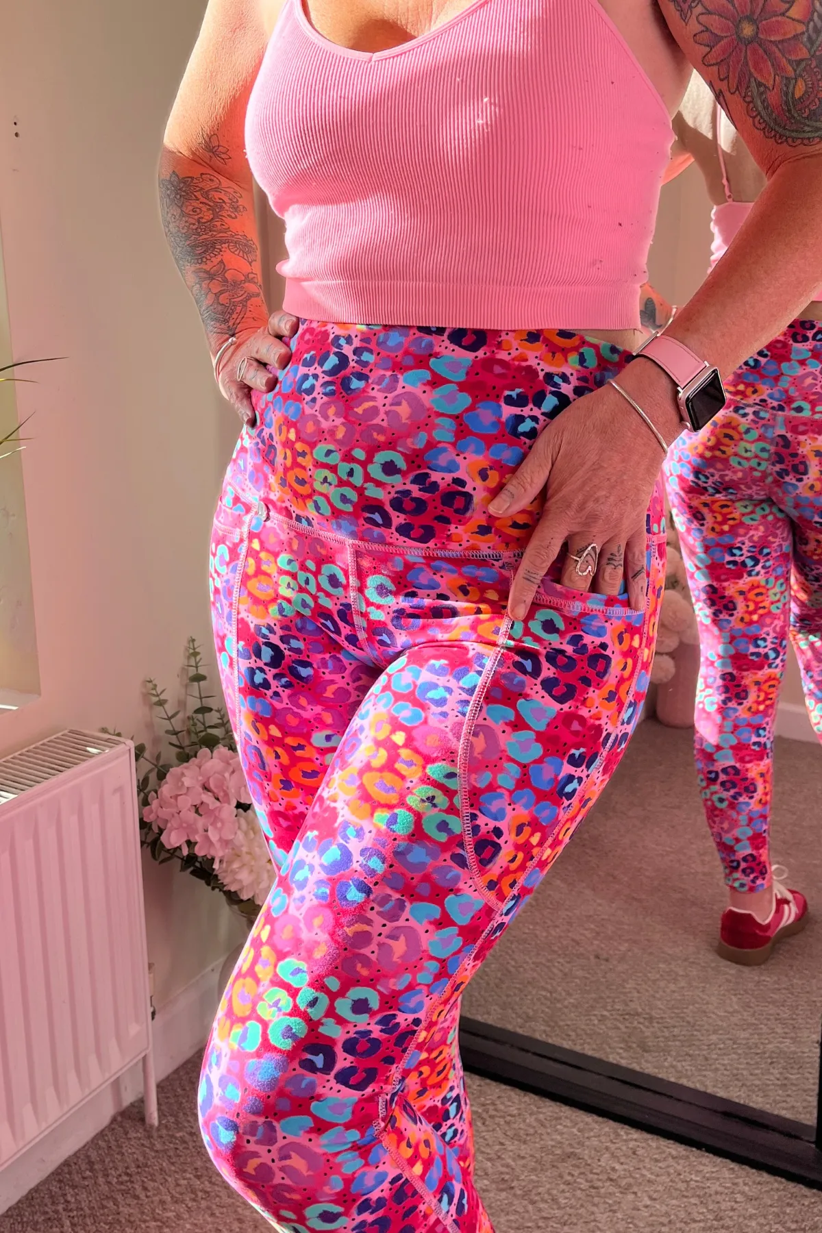 Pink Fizz Leopard Print 2 Pocket Full Leggings
