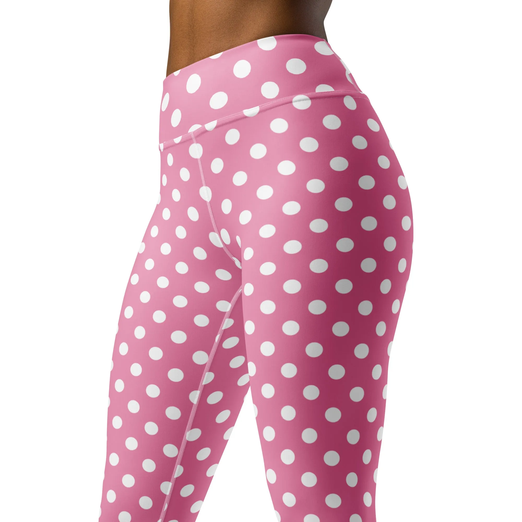 Pink Polka Dot High-waist Yoga Leggings