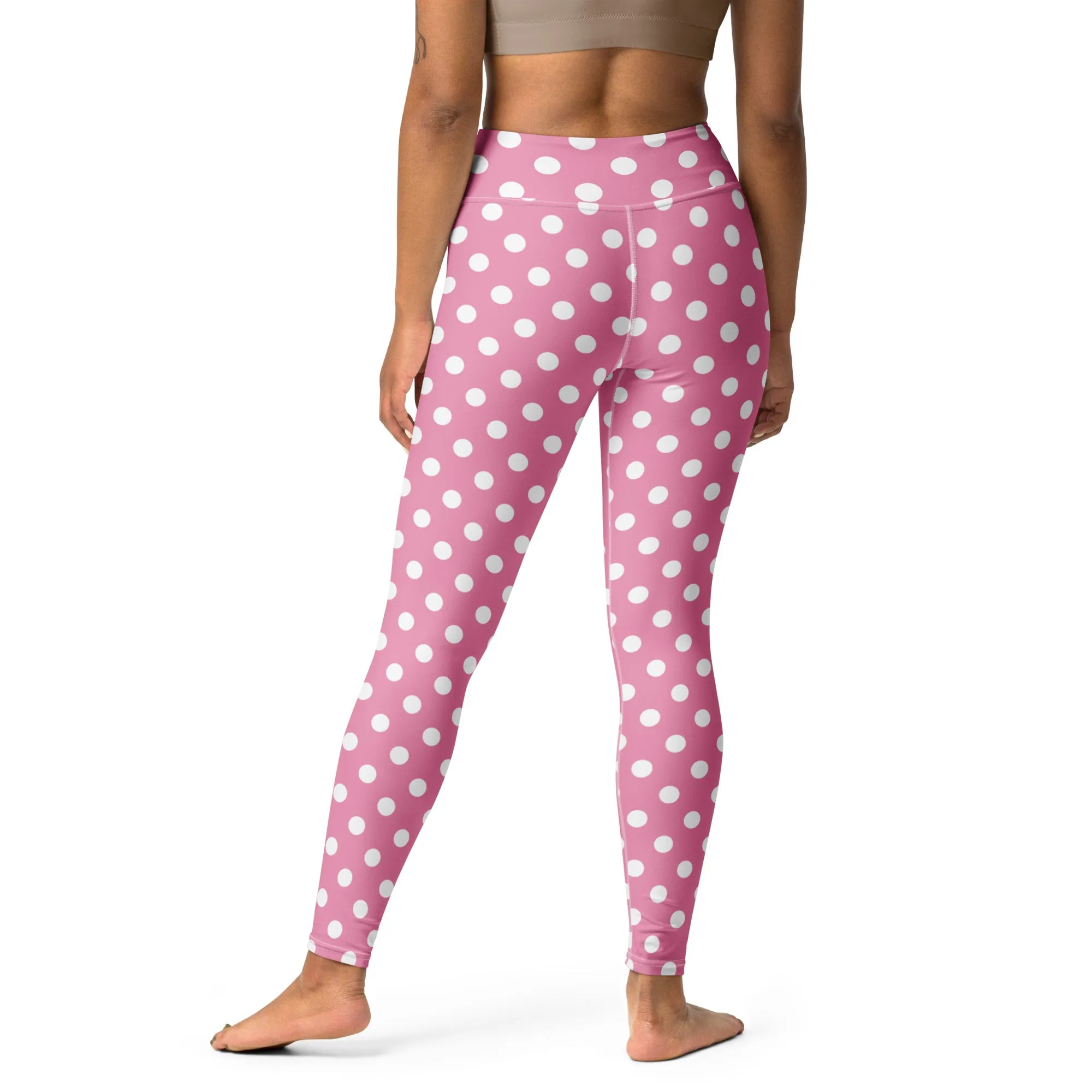 Pink Polka Dot High-waist Yoga Leggings