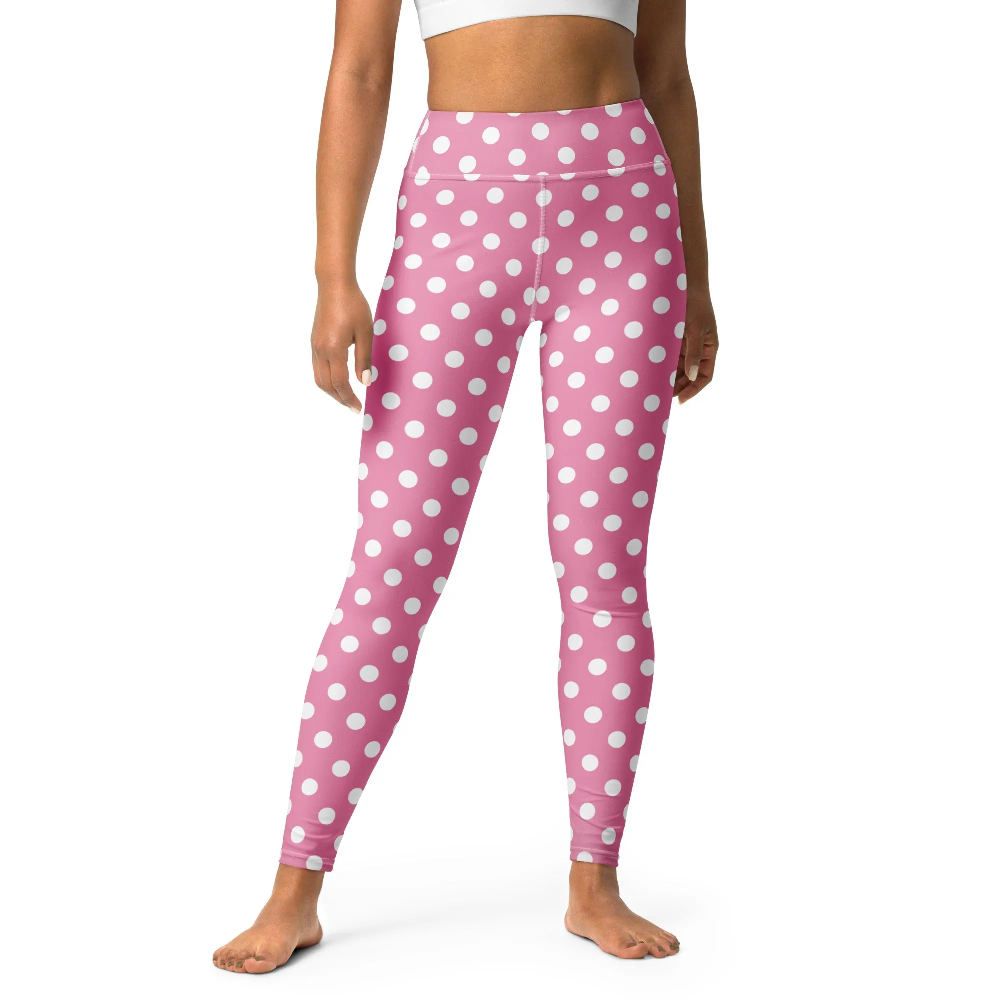 Pink Polka Dot High-waist Yoga Leggings