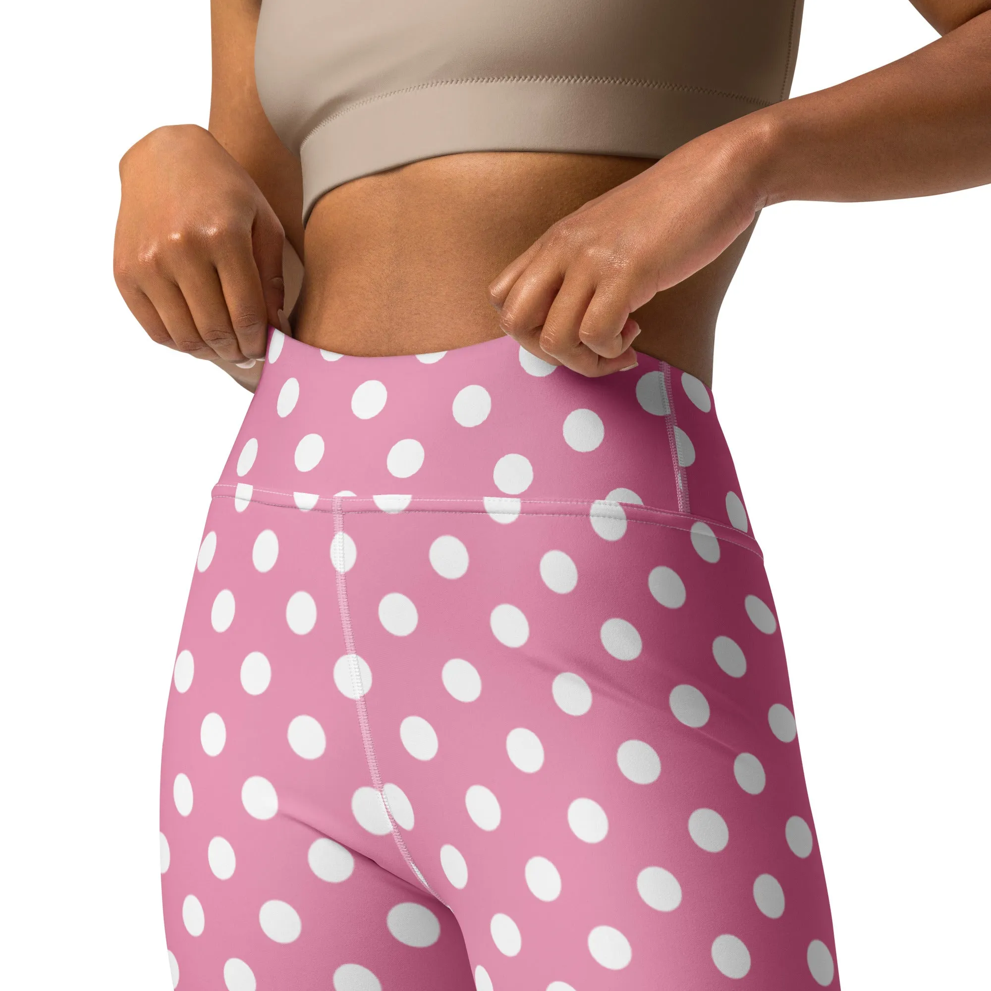 Pink Polka Dot High-waist Yoga Leggings