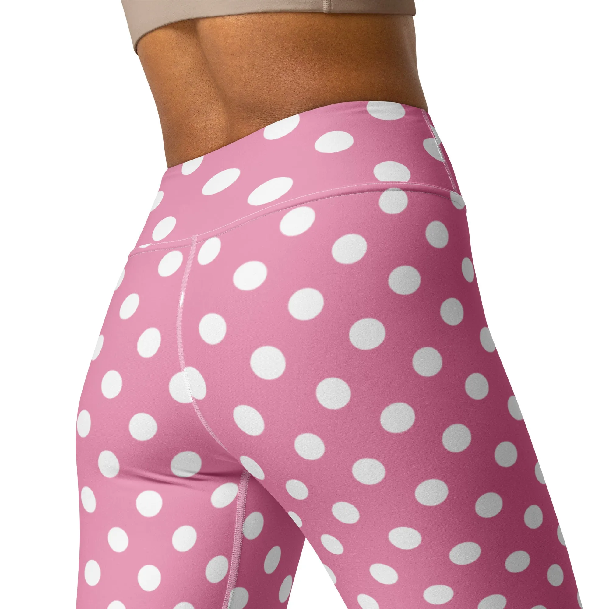 Pink Polka Dot High-waist Yoga Leggings