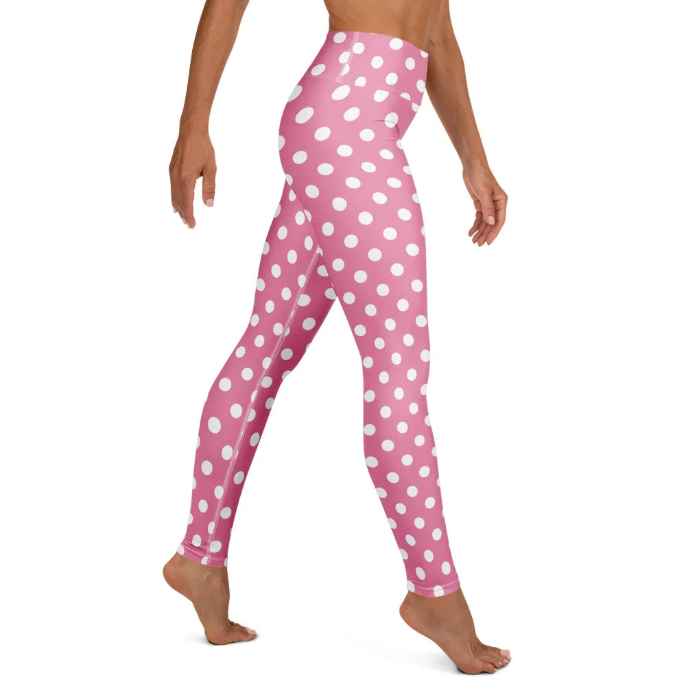 Pink Polka Dot High-waist Yoga Leggings
