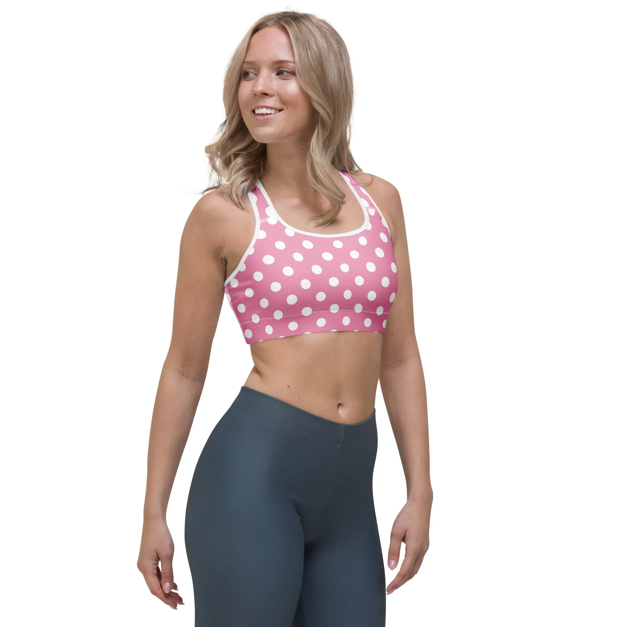 Pink Polka Dot Sports bra