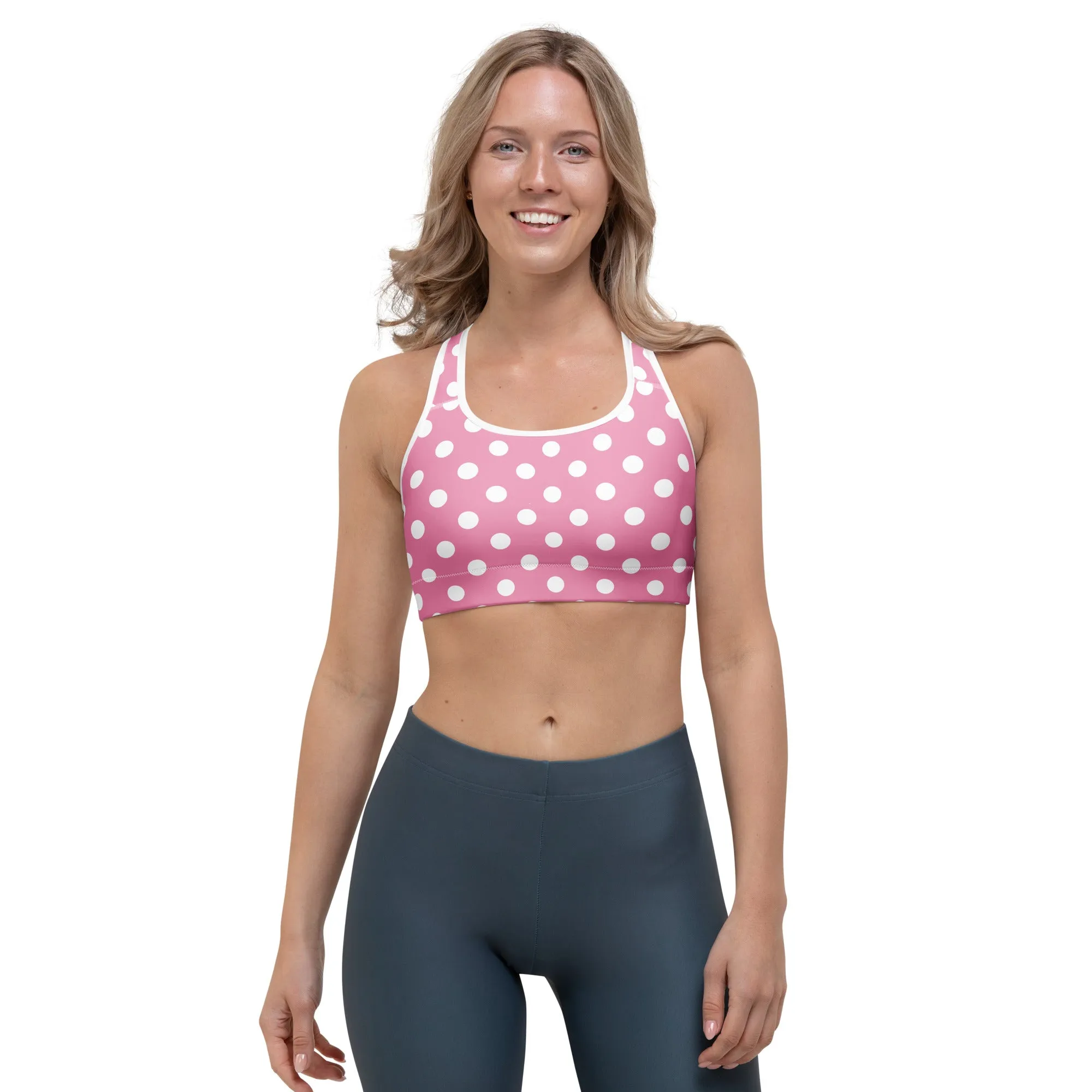 Pink Polka Dot Sports bra