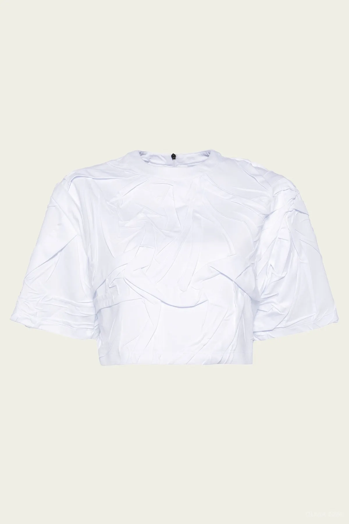 Pleated Crop Top in White