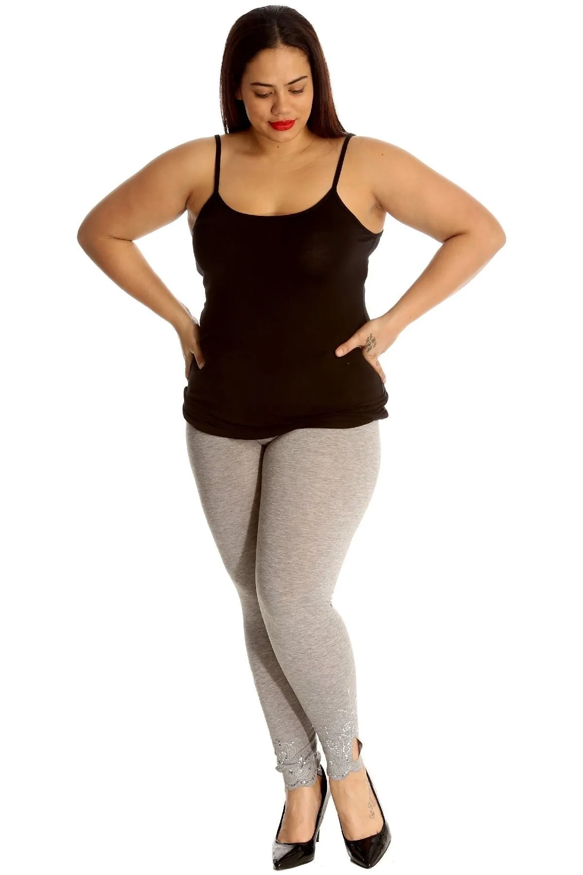 Plus Size Sequin Stretch Leggings