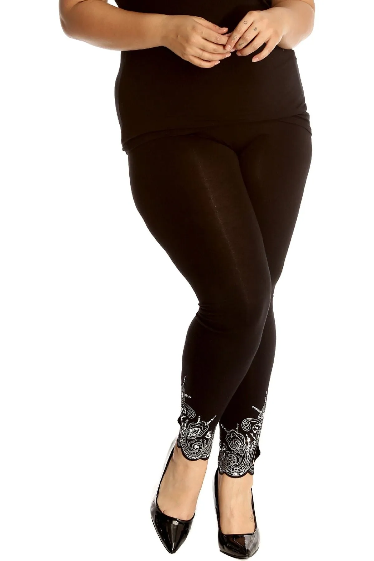Plus Size Sequin Stretch Leggings