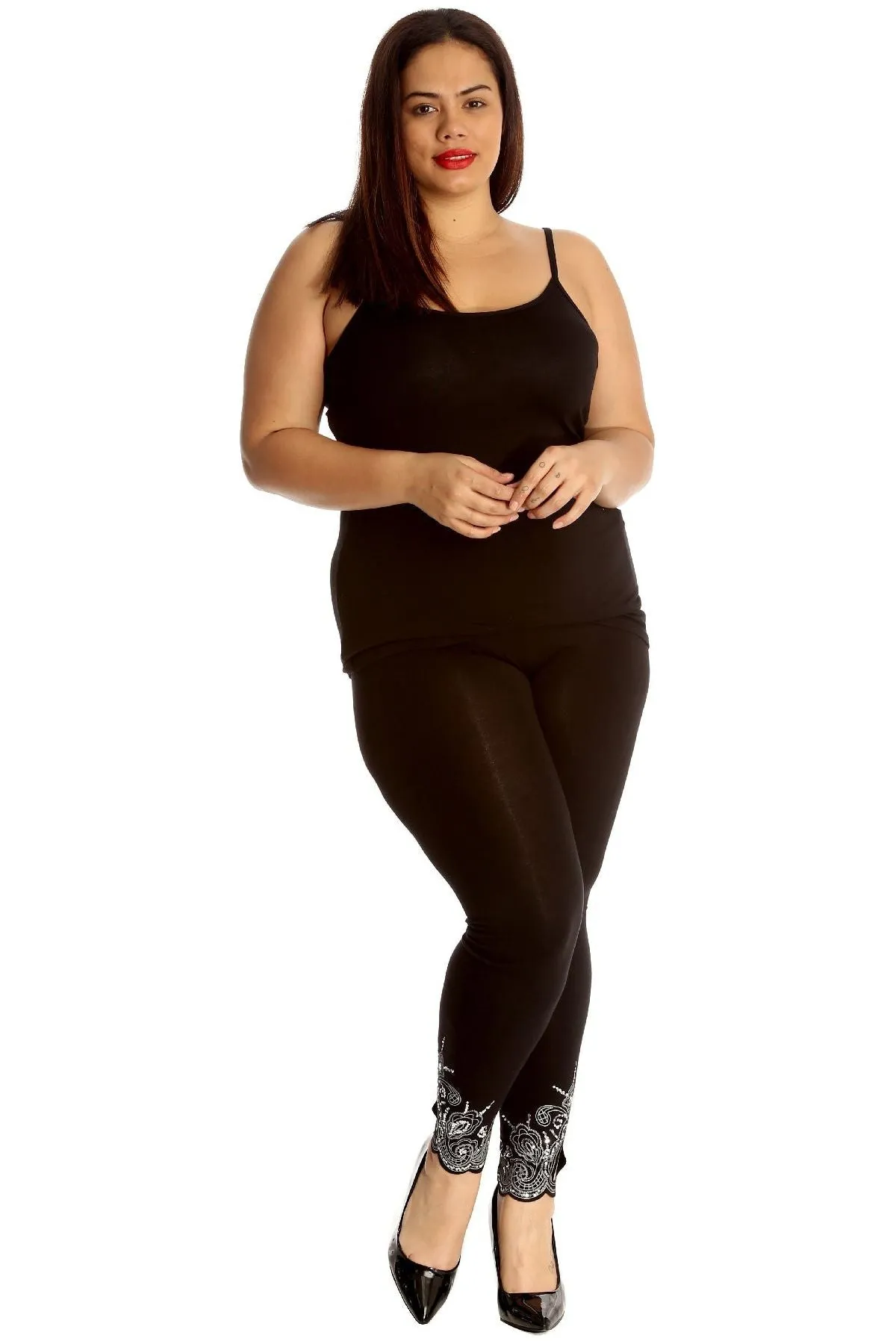 Plus Size Sequin Stretch Leggings