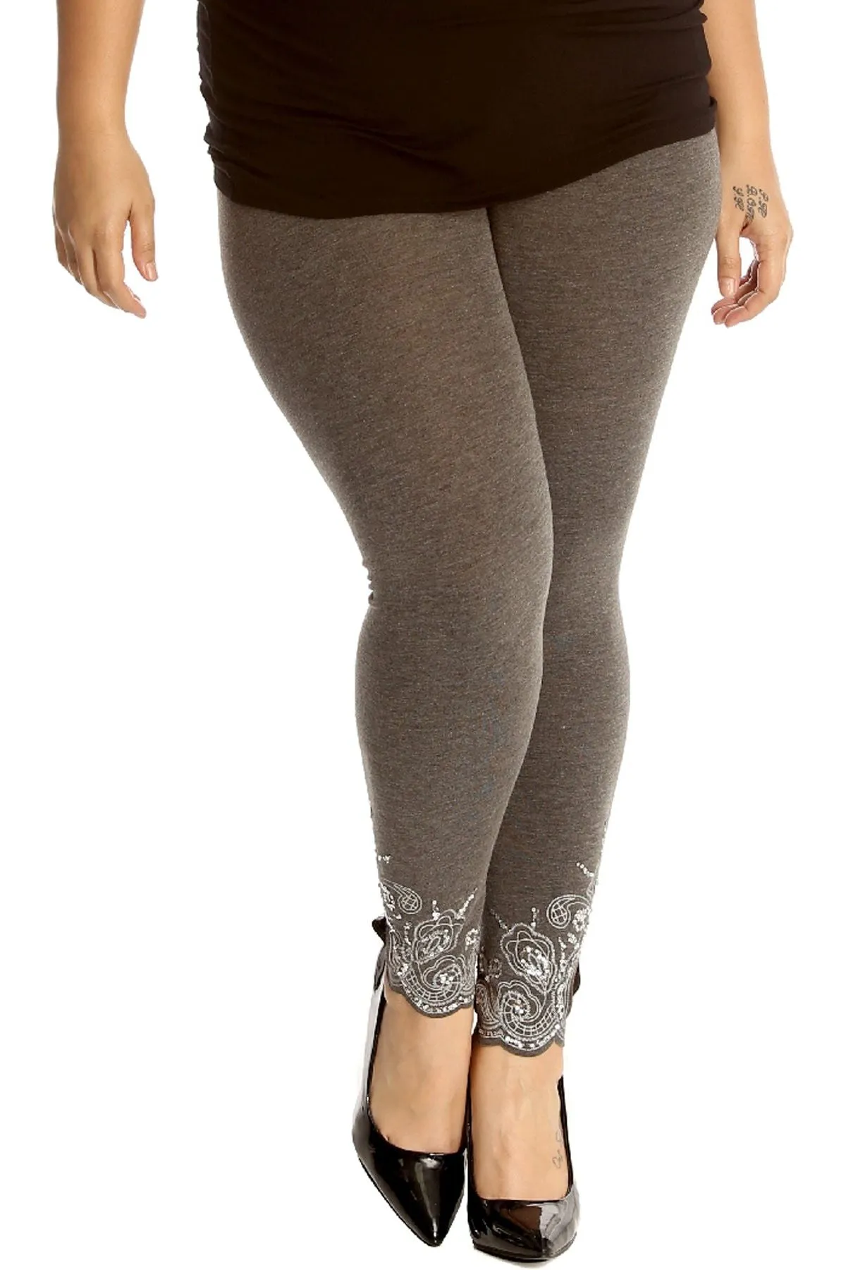 Plus Size Sequin Stretch Leggings