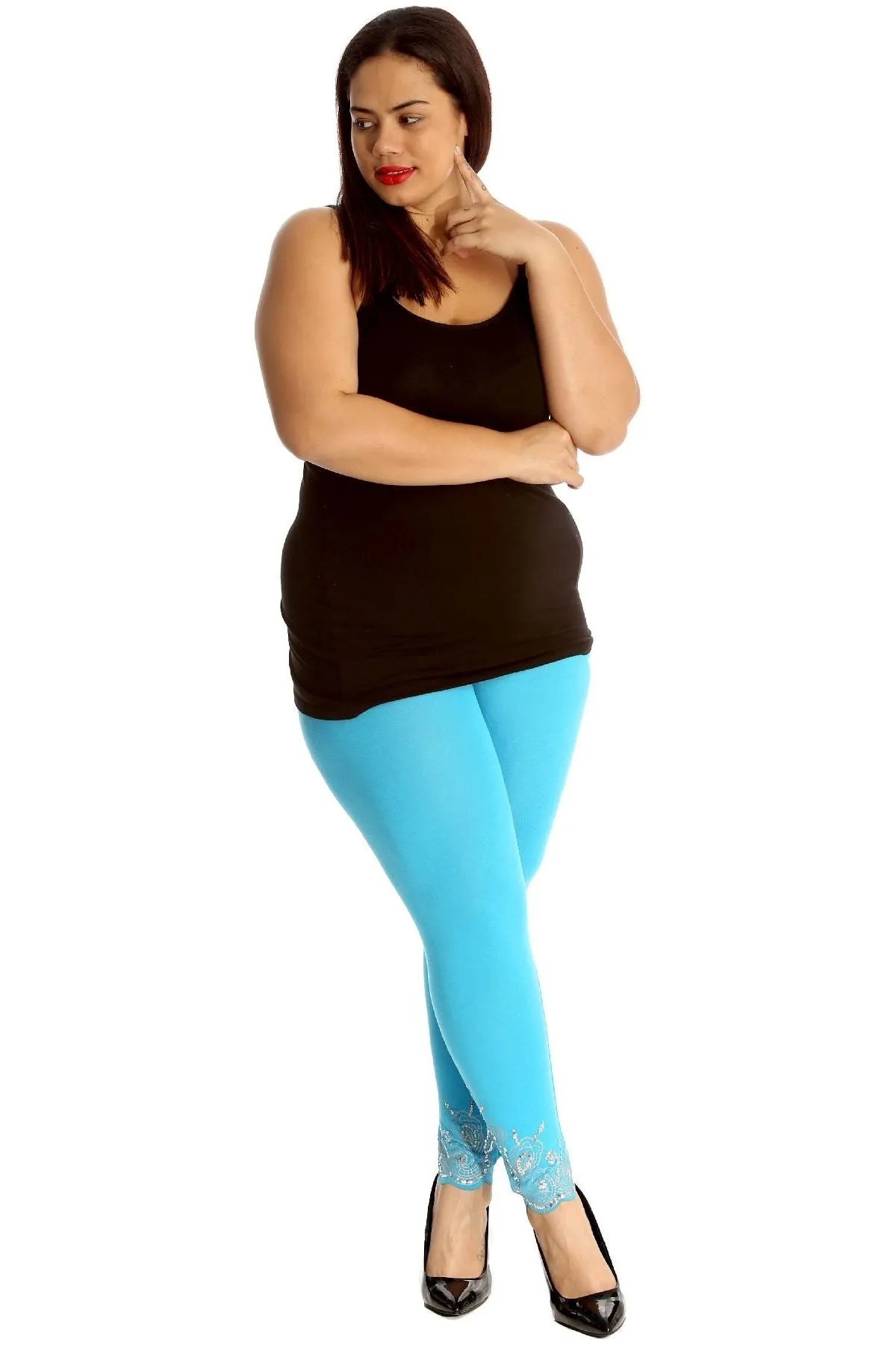 Plus Size Sequin Stretch Leggings
