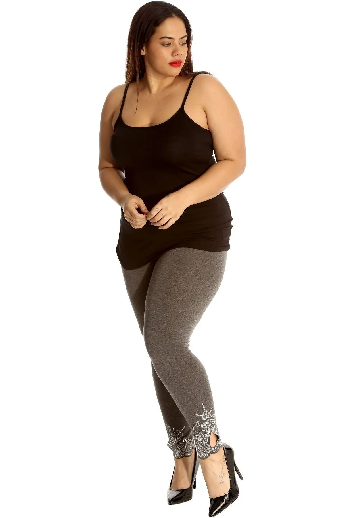 Plus Size Sequin Stretch Leggings