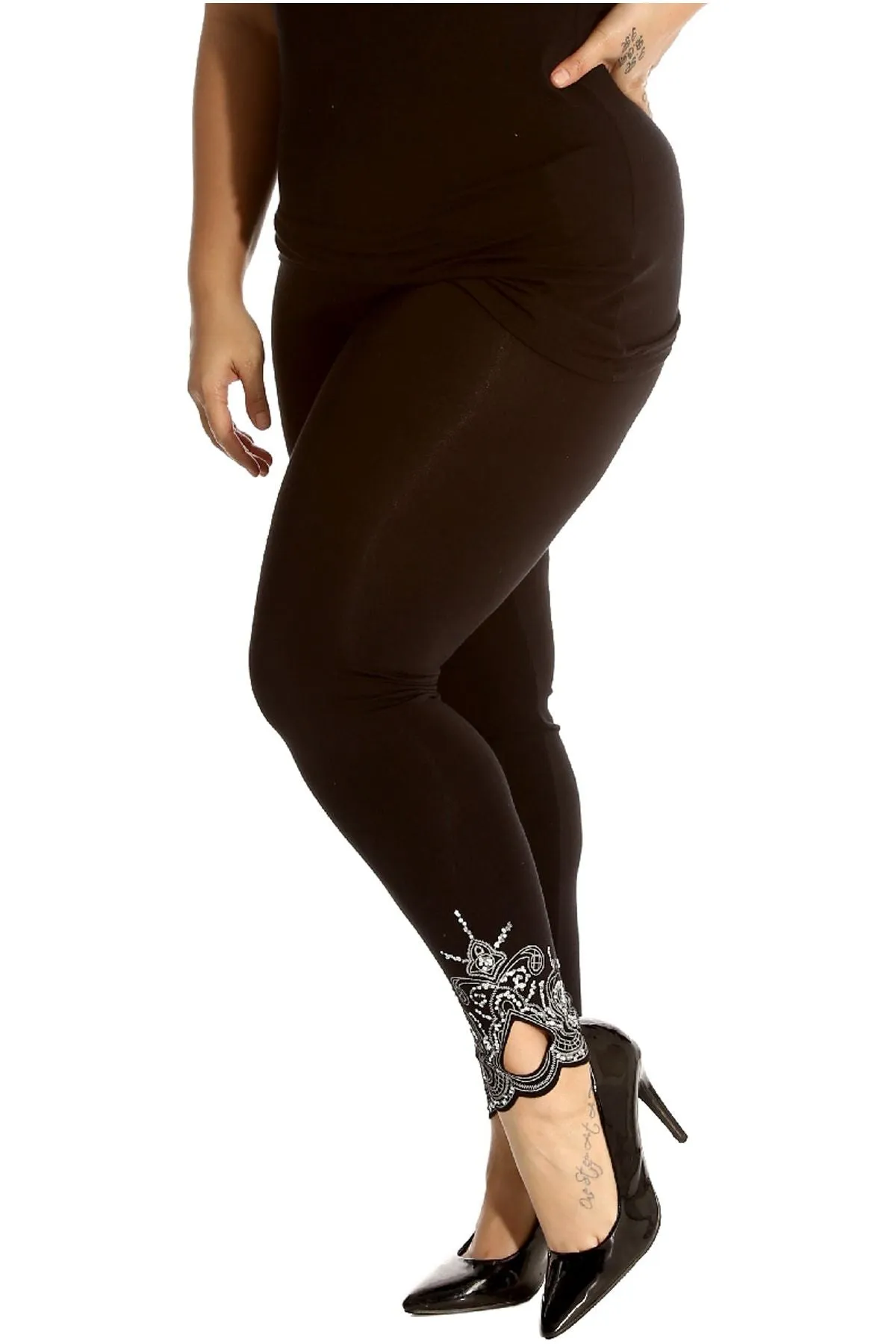 Plus Size Sequin Stretch Leggings