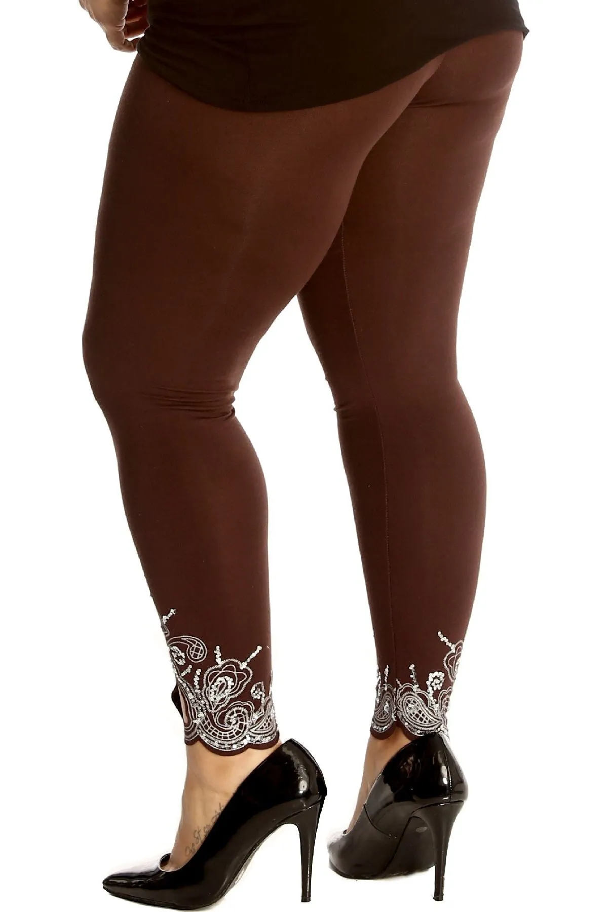 Plus Size Sequin Stretch Leggings