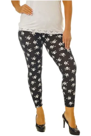 Plus Size Skull Bones Pirate Print  Leggings