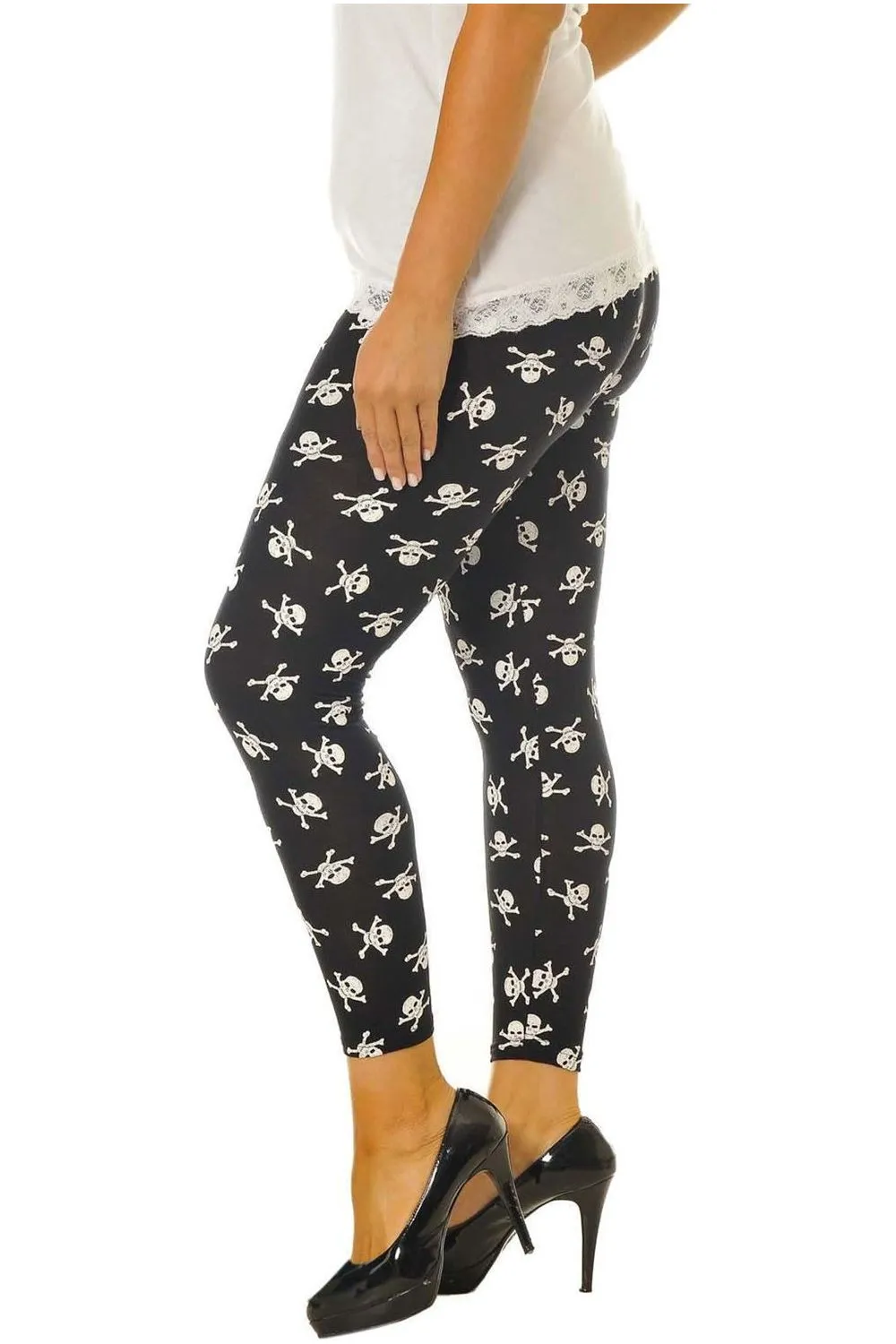 Plus Size Skull Bones Pirate Print  Leggings