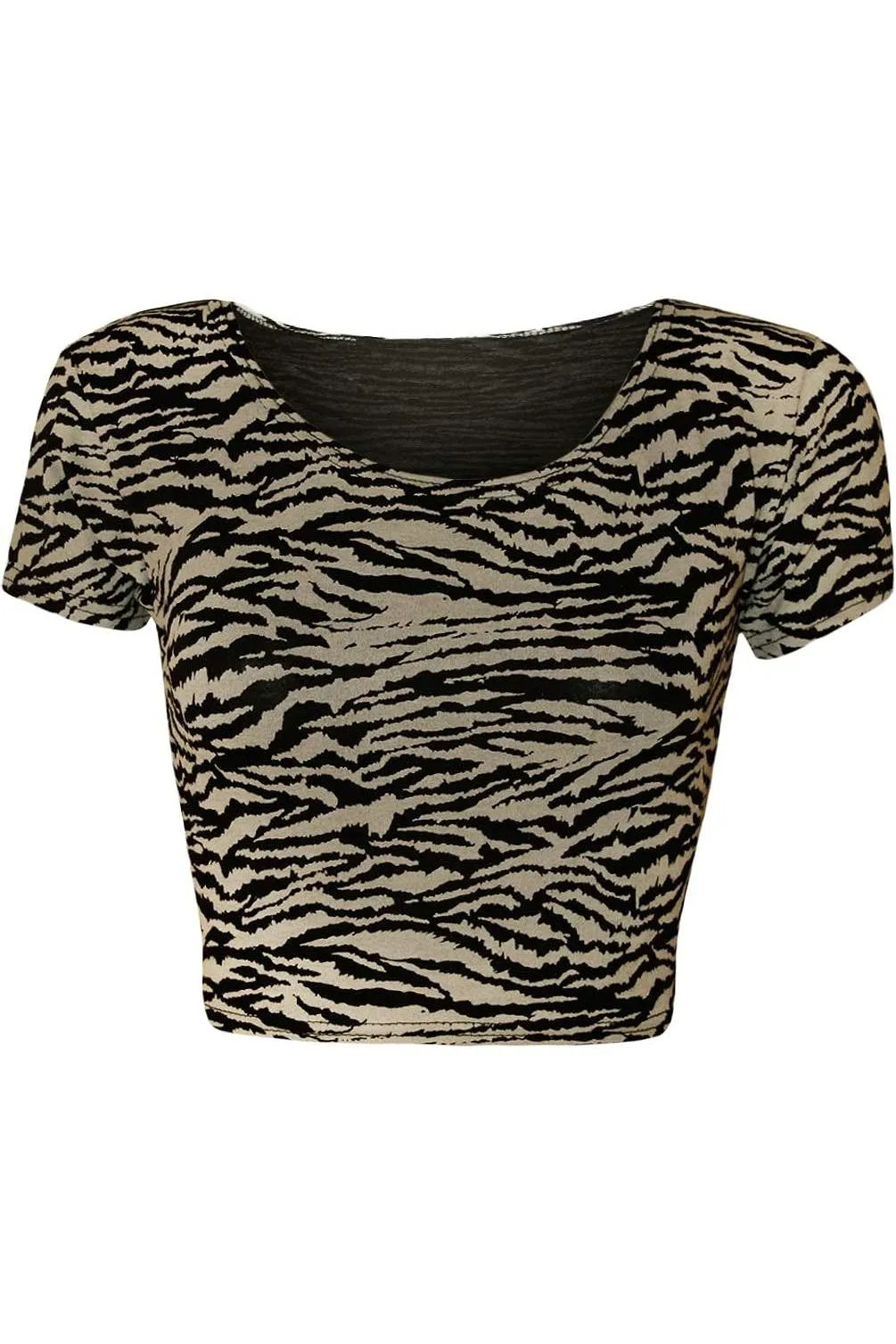 Printed Cap Sleeve Crop Tops