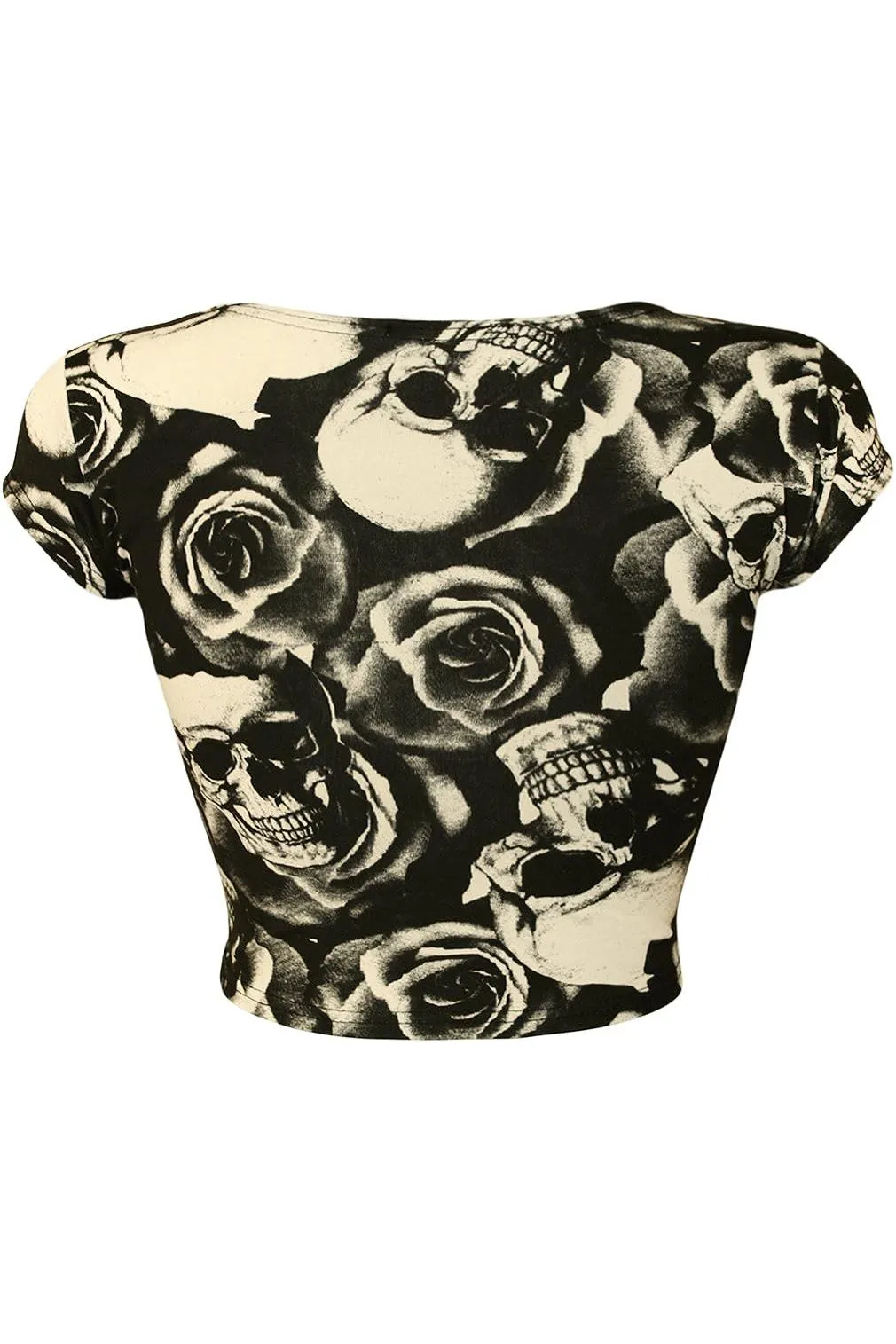 Printed Cap Sleeve Crop Tops