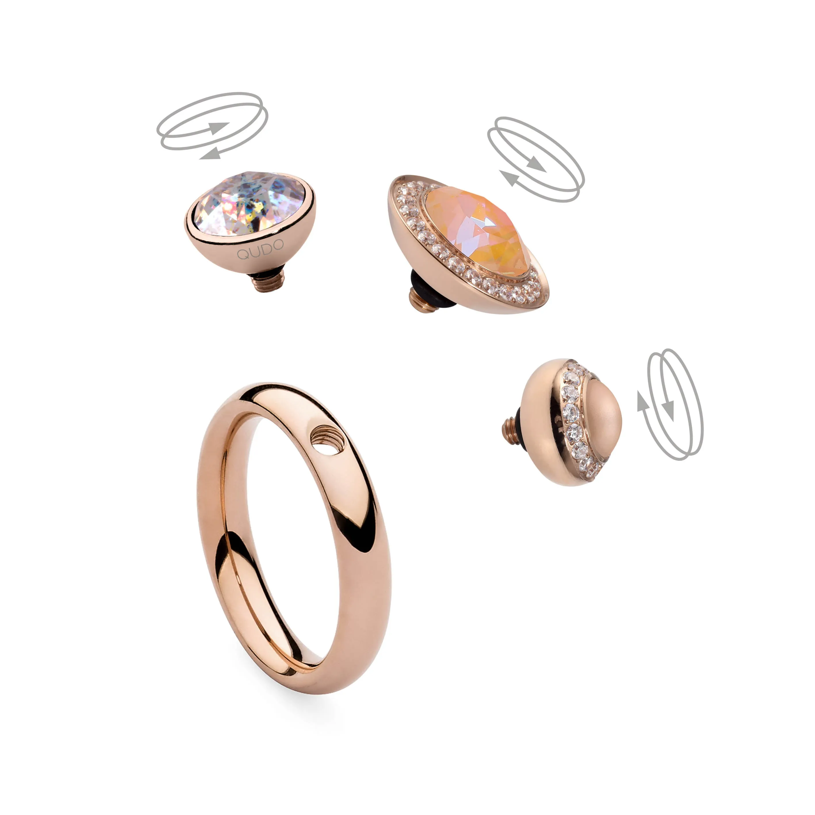 Qudo Tondo Deluxe 13mm Gold Topper - Clear Crystal