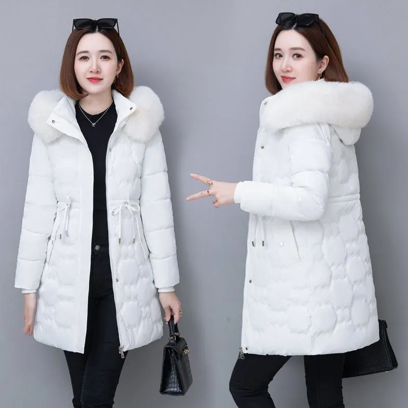 Quilted and Windproof Puffer Jacket with Drawstring Waist for Women
