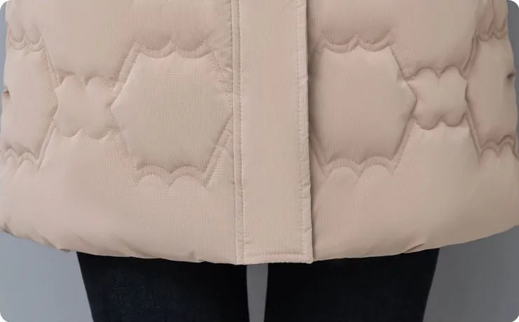 Quilted and Windproof Puffer Jacket with Drawstring Waist for Women