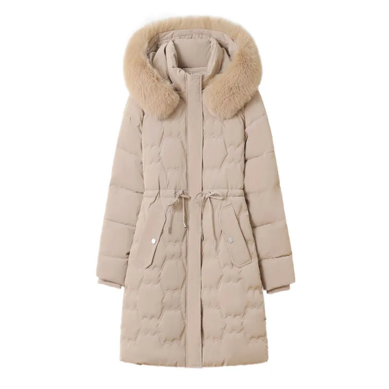 Quilted and Windproof Puffer Jacket with Drawstring Waist for Women