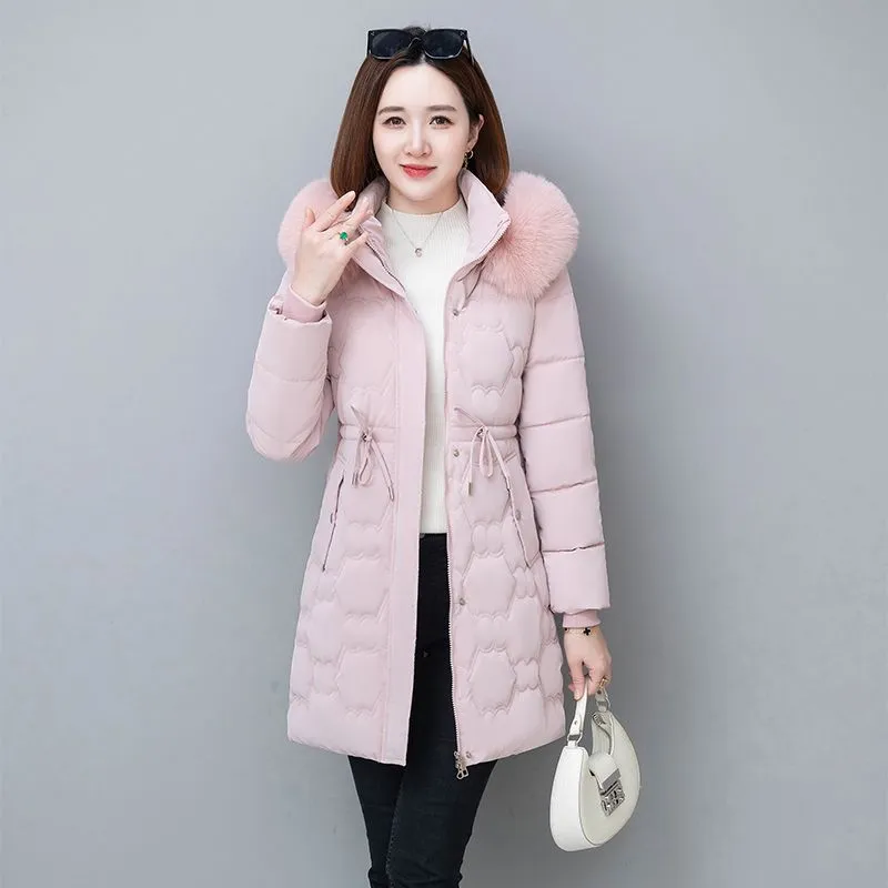 Quilted and Windproof Puffer Jacket with Drawstring Waist for Women