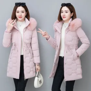 Quilted and Windproof Puffer Jacket with Drawstring Waist for Women