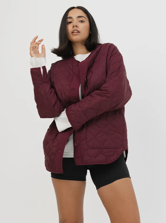 Quilted Jacket in Mulberry