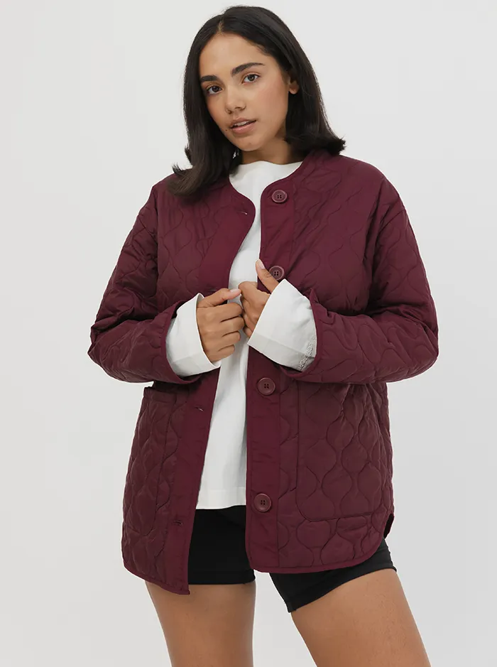 Quilted Jacket in Mulberry