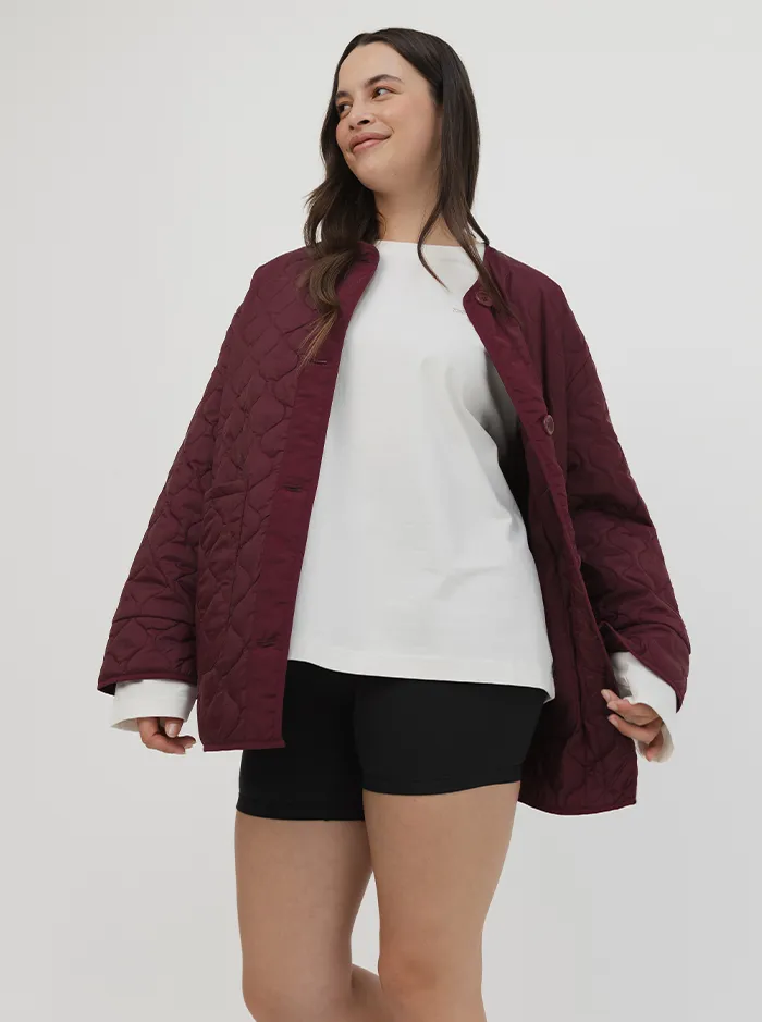 Quilted Jacket in Mulberry