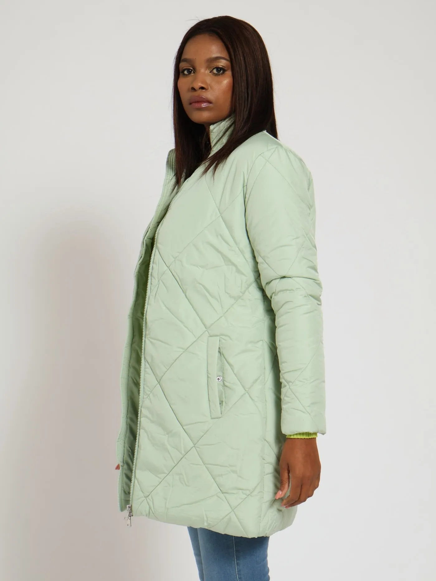 Quilted Puffer Jacket - Sage