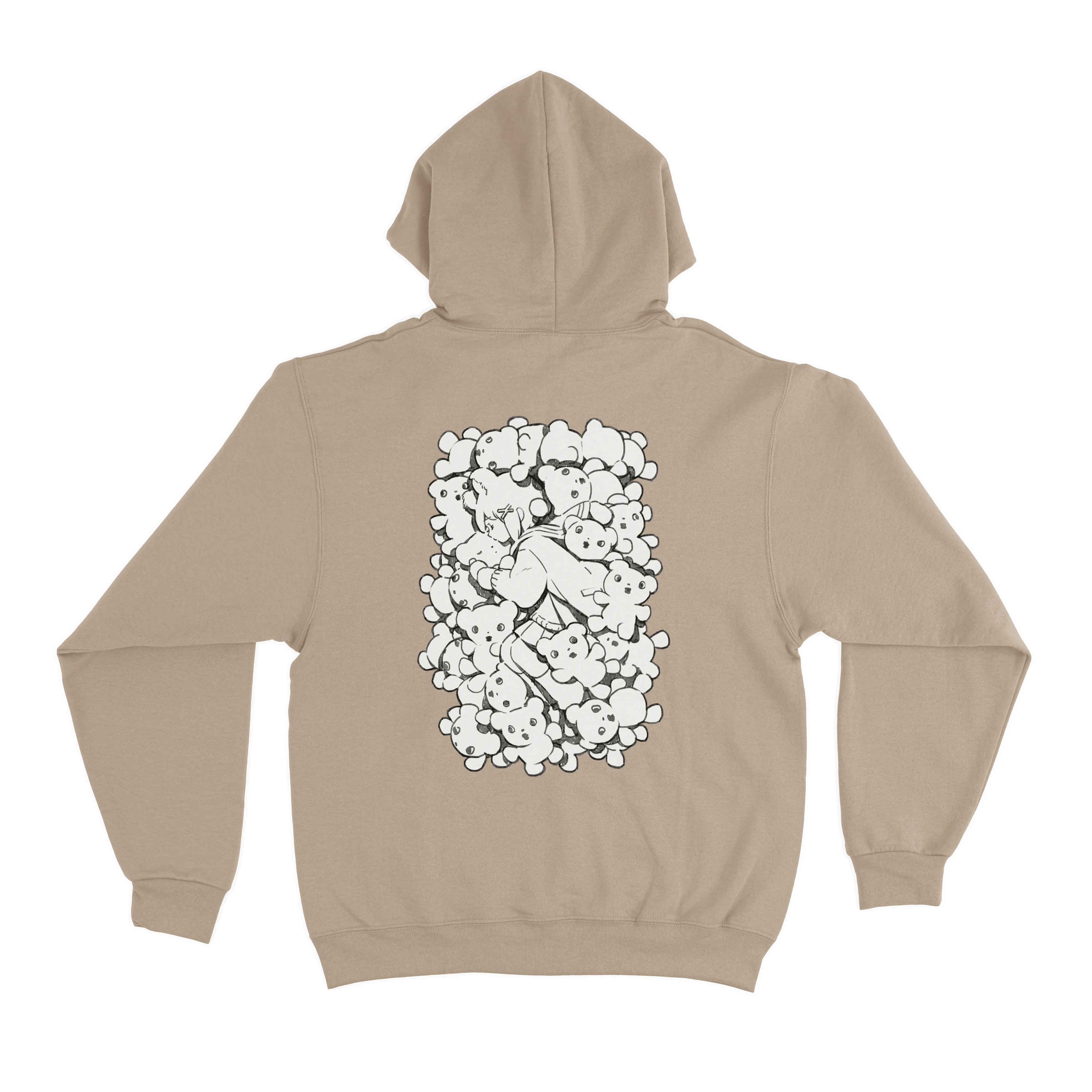 " it keeps me up at night" Fleece Hoodie Beige/Black