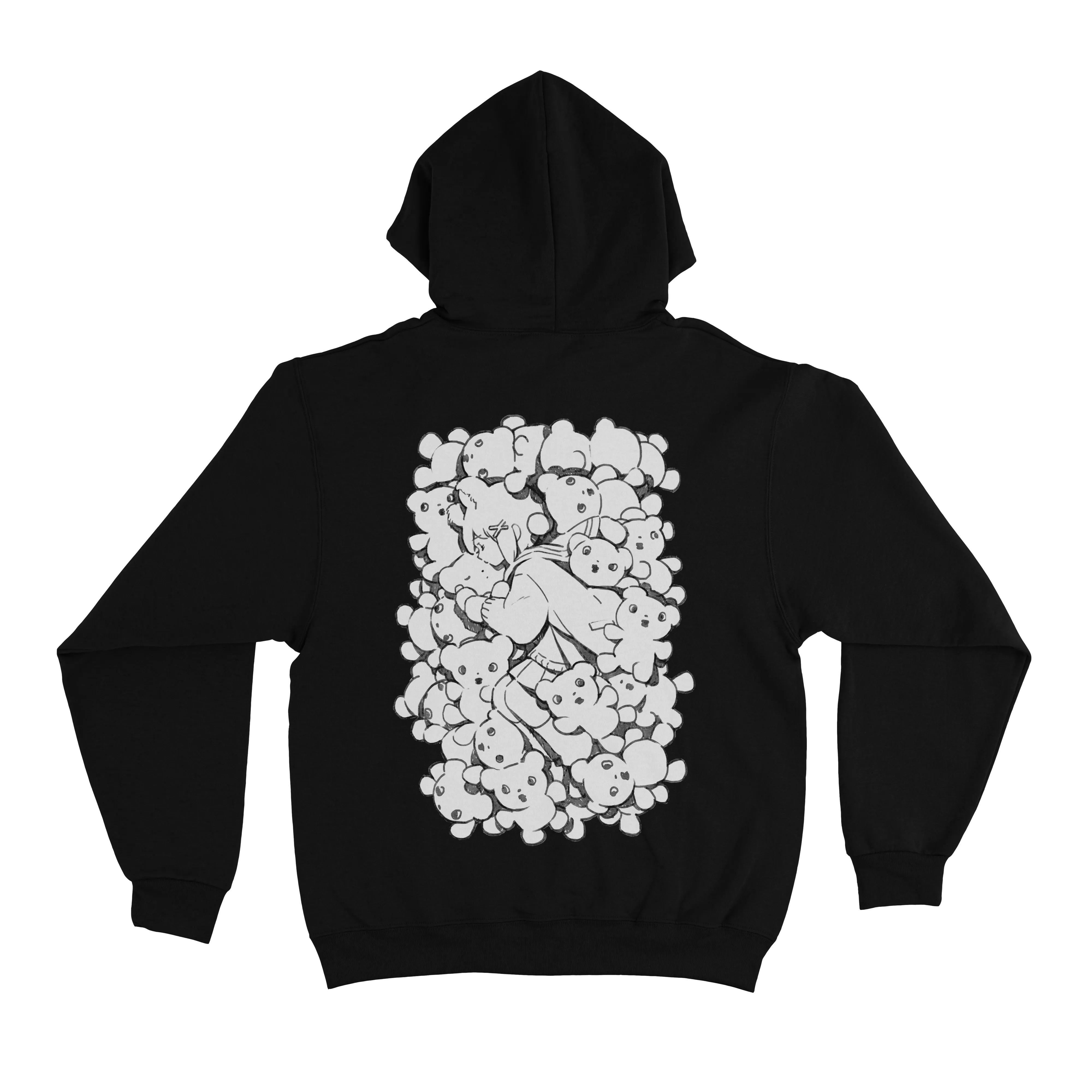 " it keeps me up at night" Fleece Hoodie Beige/Black
