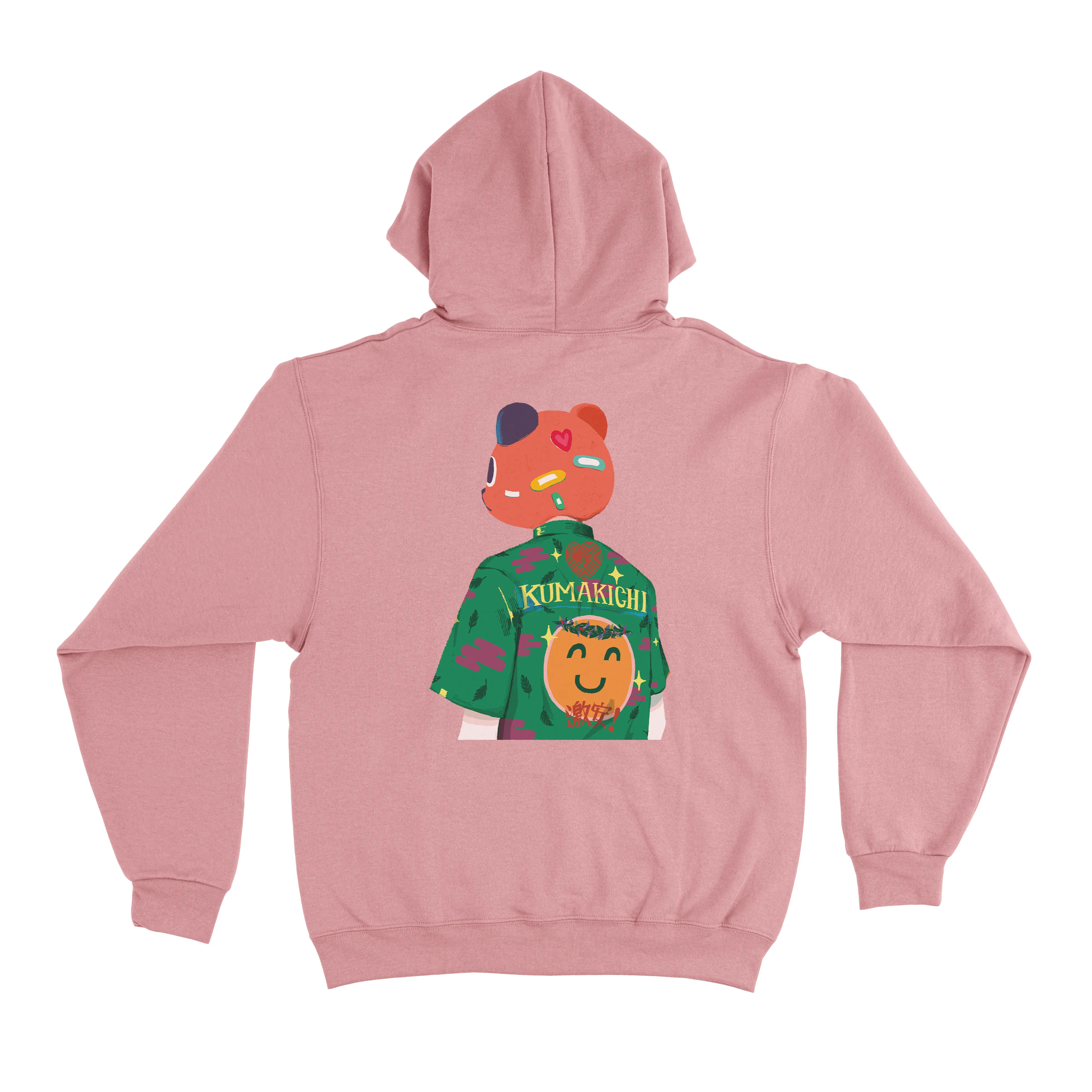 "Kumakichi" Fleece Hoodie Light Pink