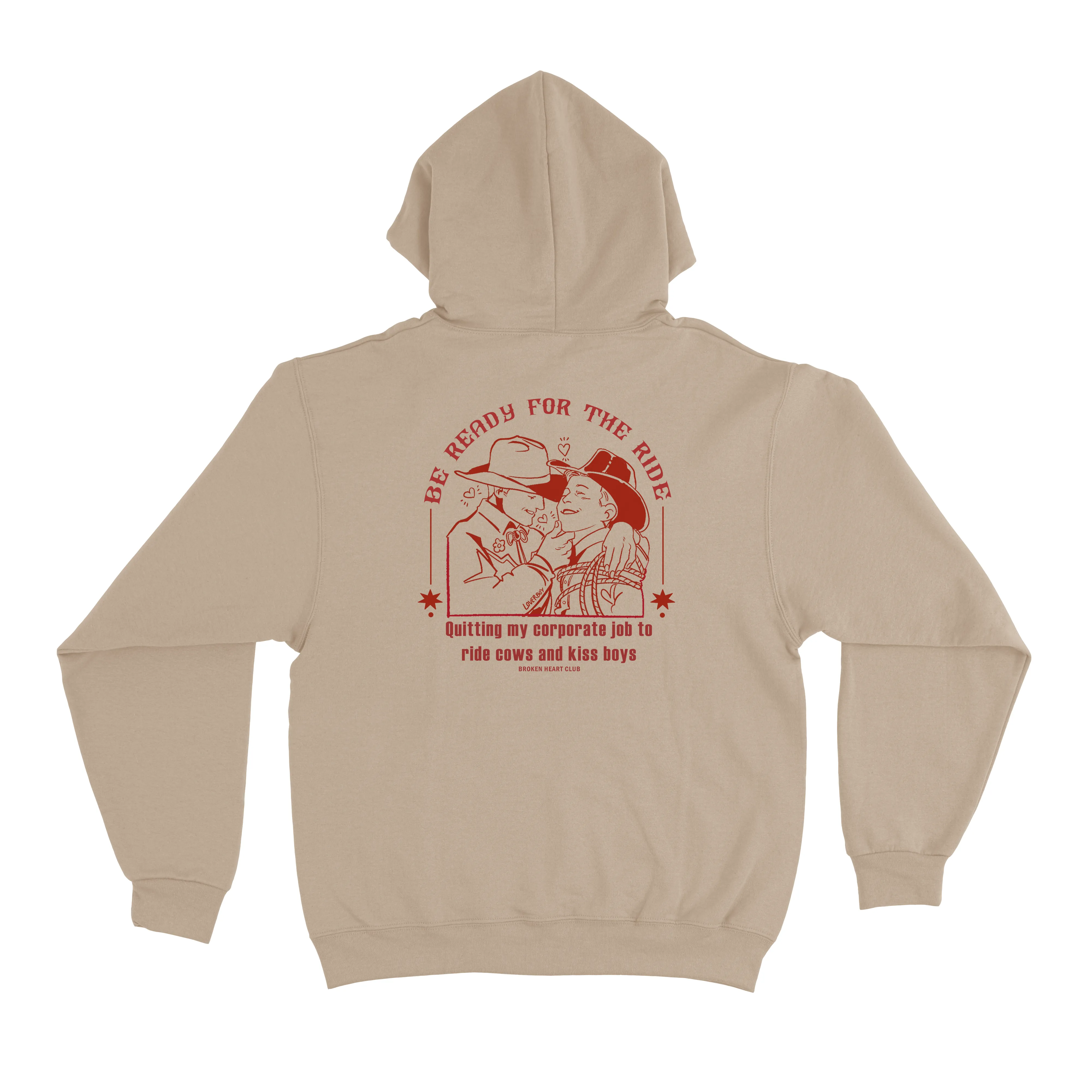 "Lasso Red" Fleece Hoodie Beige