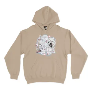 "Pink Stars" Fleece Hoodie Beige