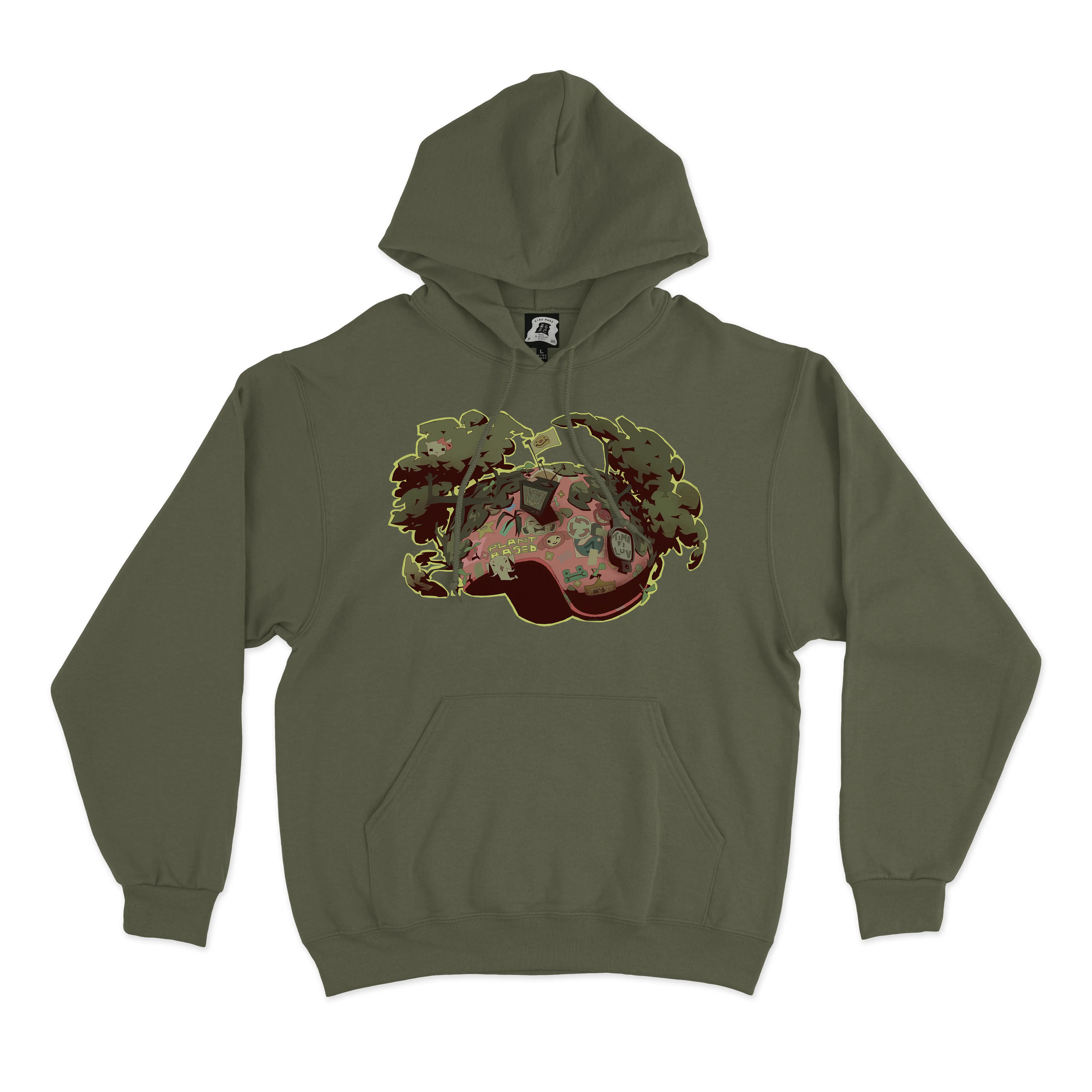 "Plant Based 2" Fleece Hoodie Khaki