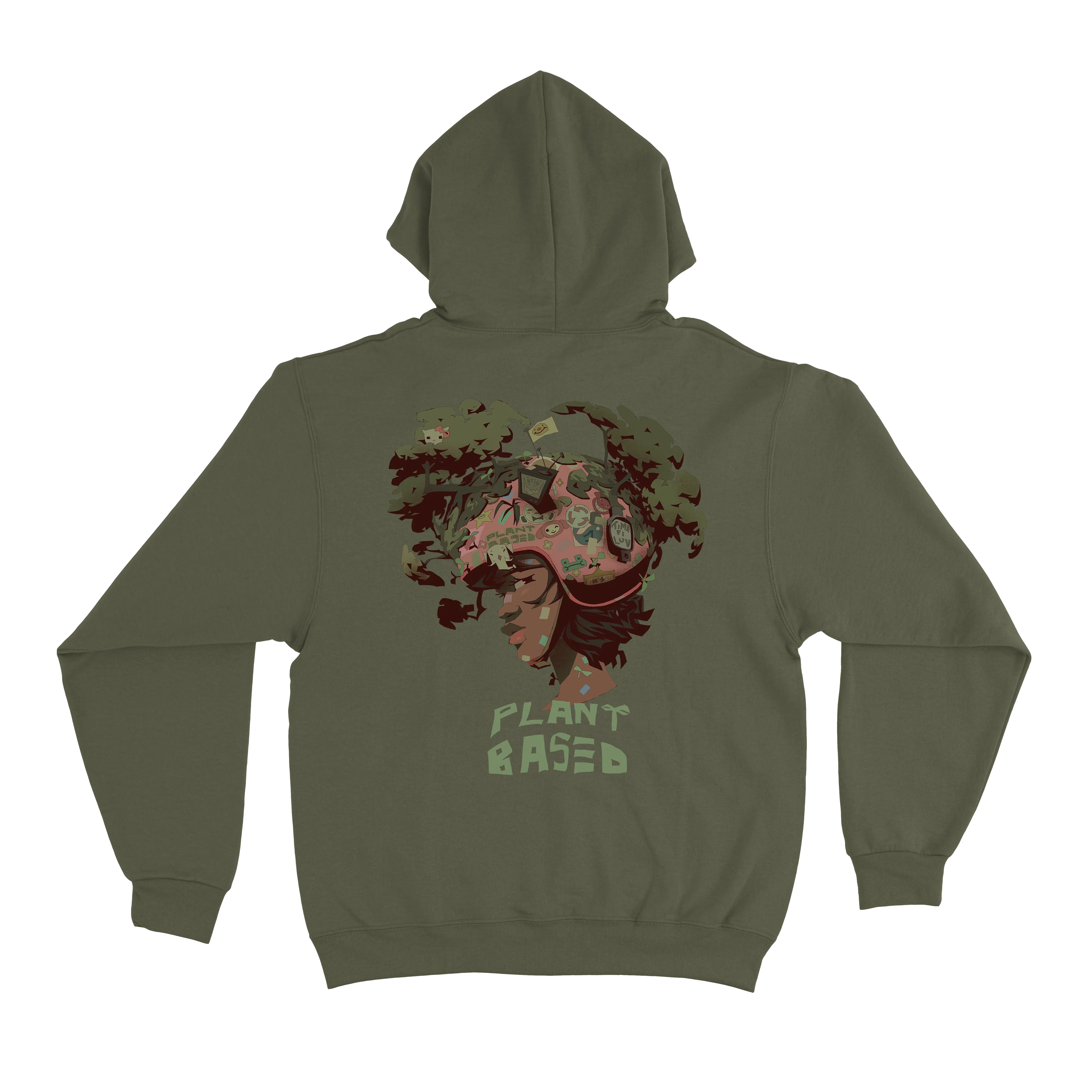 "Plant Based 2" Fleece Hoodie Khaki
