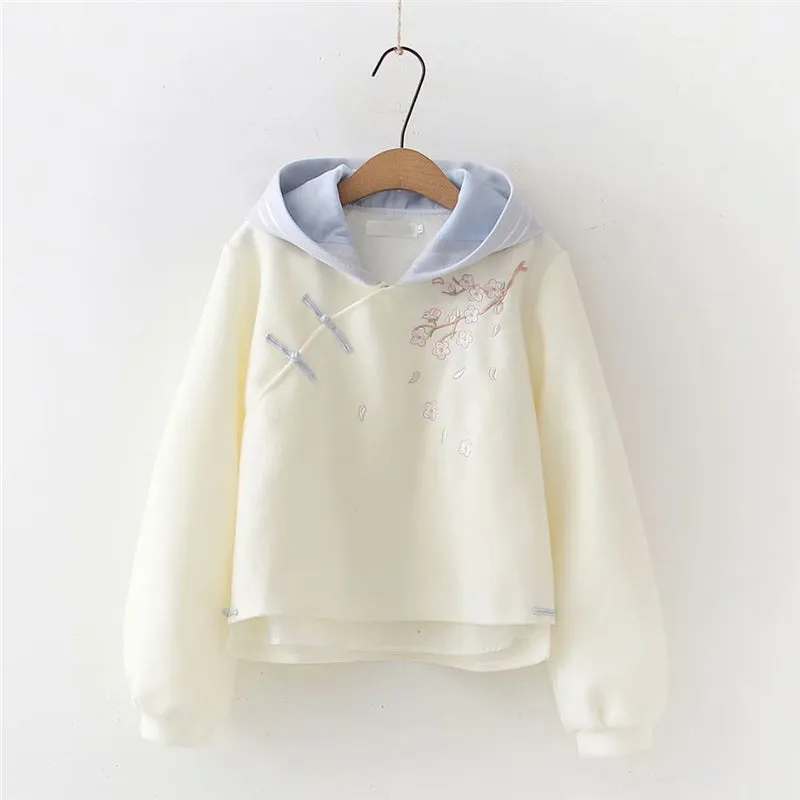 "PLUM FLOWER EMBROIDERY" HOODIE / SHORTS N110603