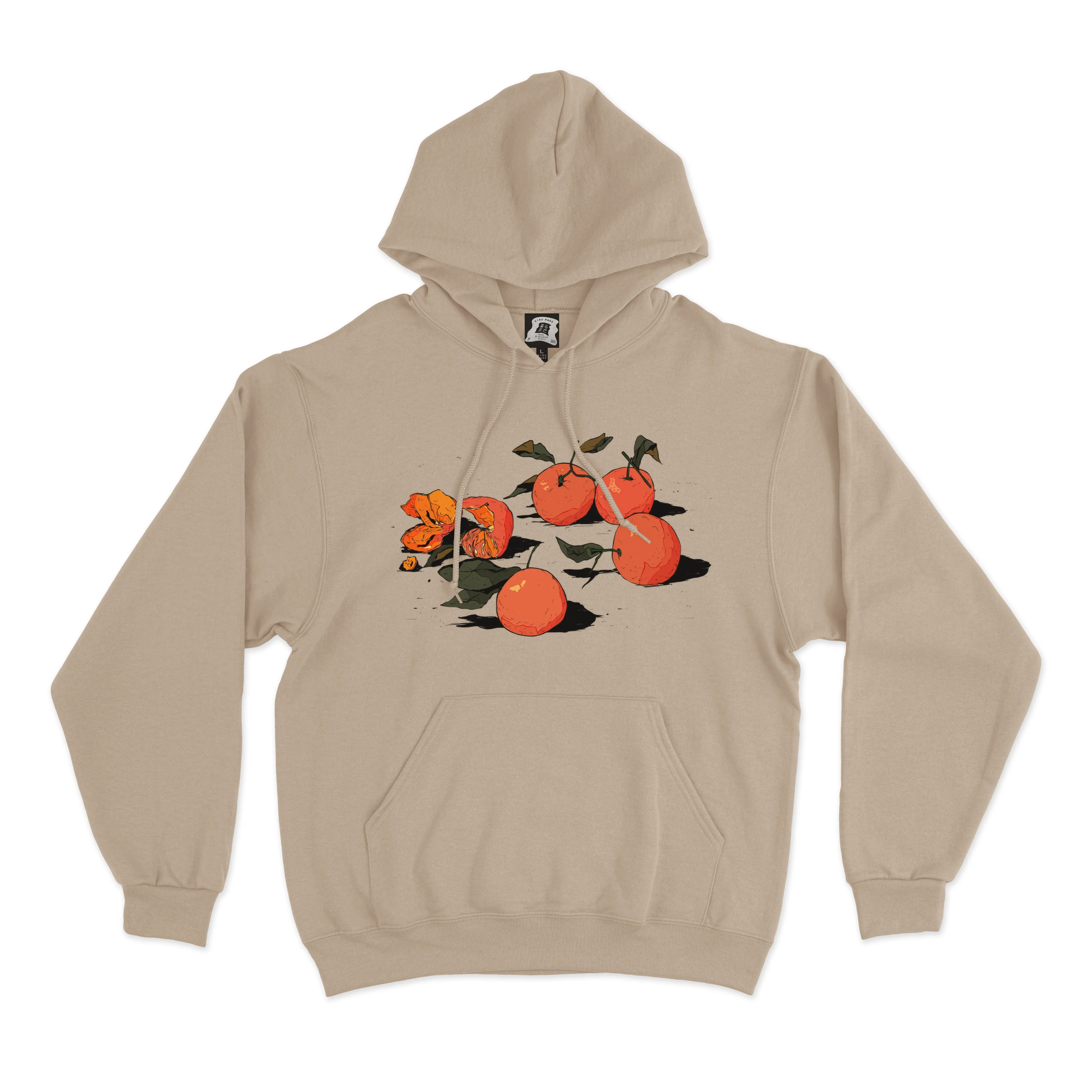 "Tangerines" Fleece Hoodie Beige