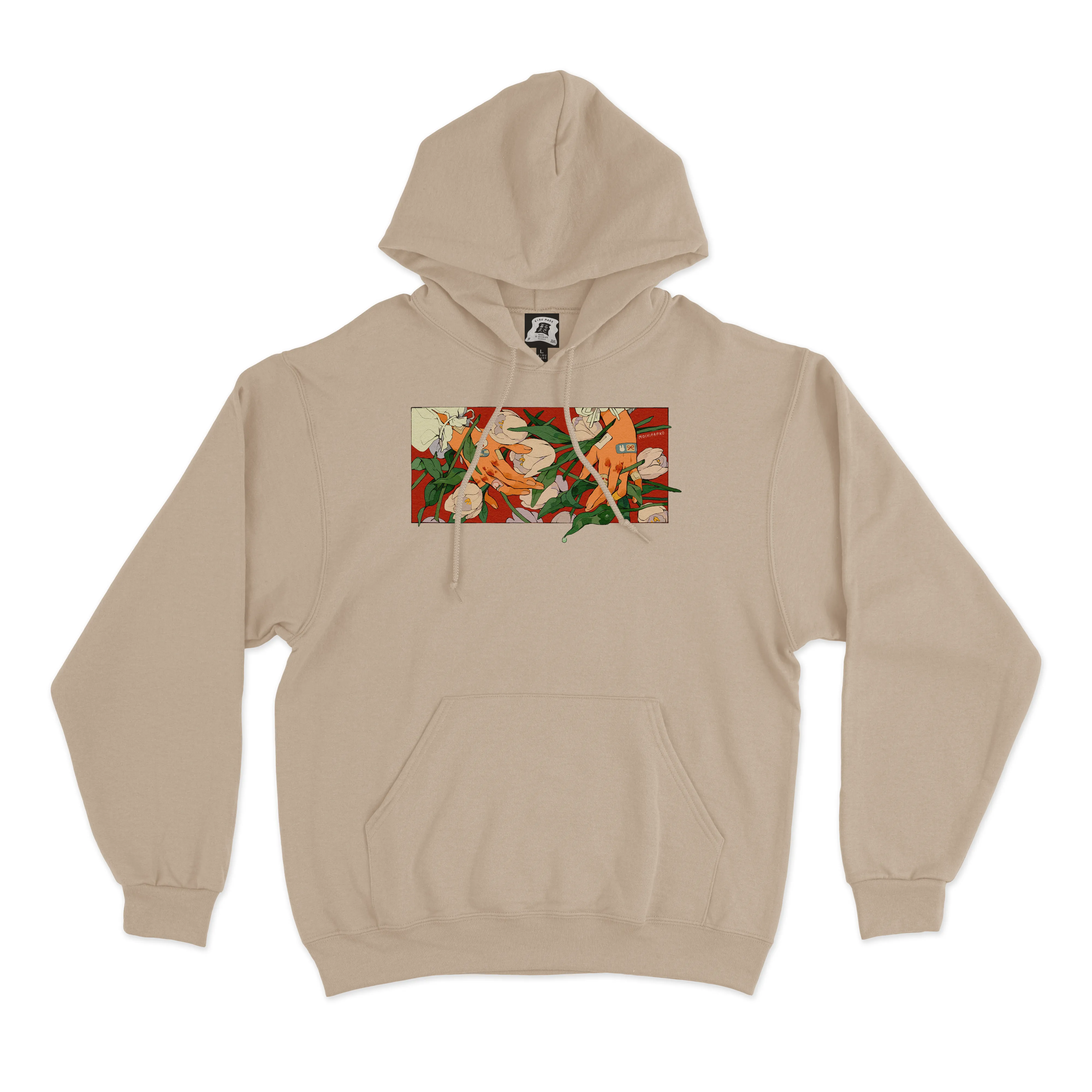 "Traces of Memories #2" Fleece Hoodie Beige/Light Pink