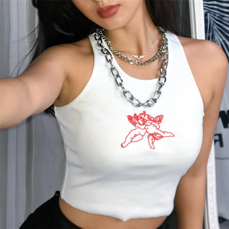 "U-NECK EMBROIDERY ANGEL" VEST K112007