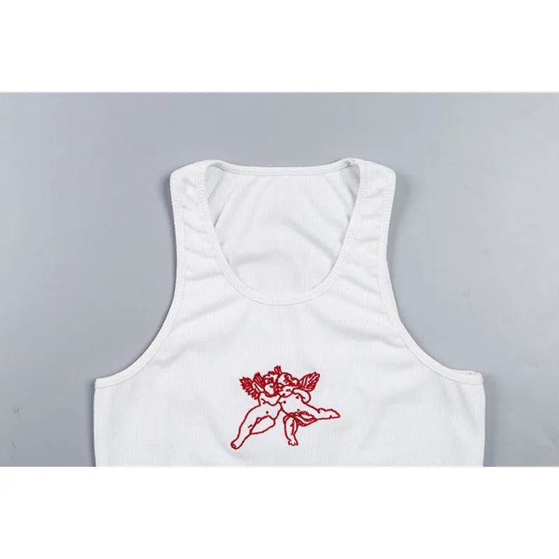 "U-NECK EMBROIDERY ANGEL" VEST K112007