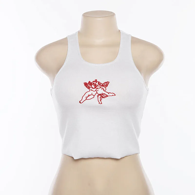"U-NECK EMBROIDERY ANGEL" VEST K112007