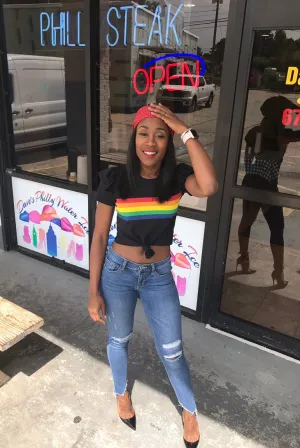 RAINBOW PRINT CROP TOP