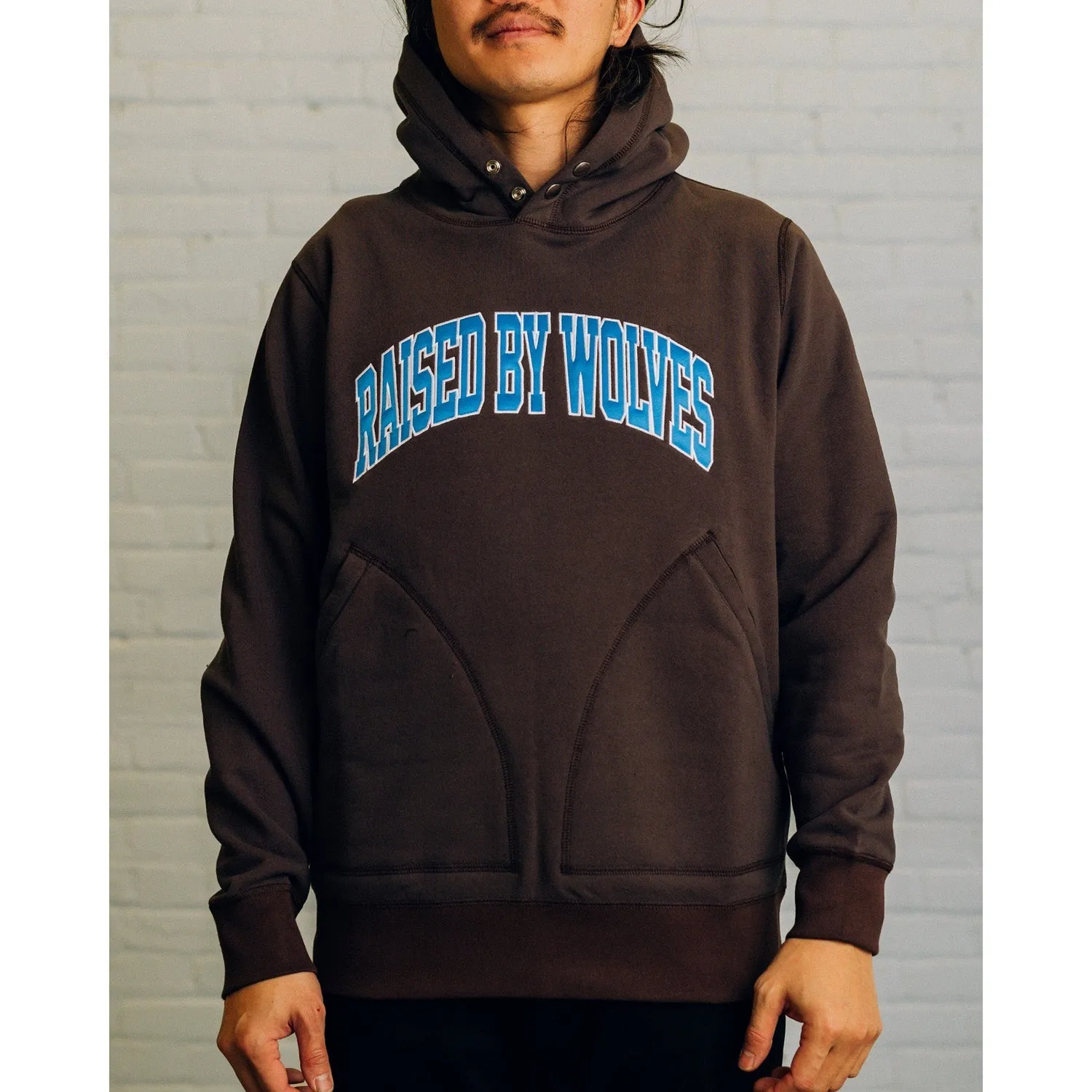 Raised By Wolves Collegiate Two-Pocket Snap Hoodie Chocolate