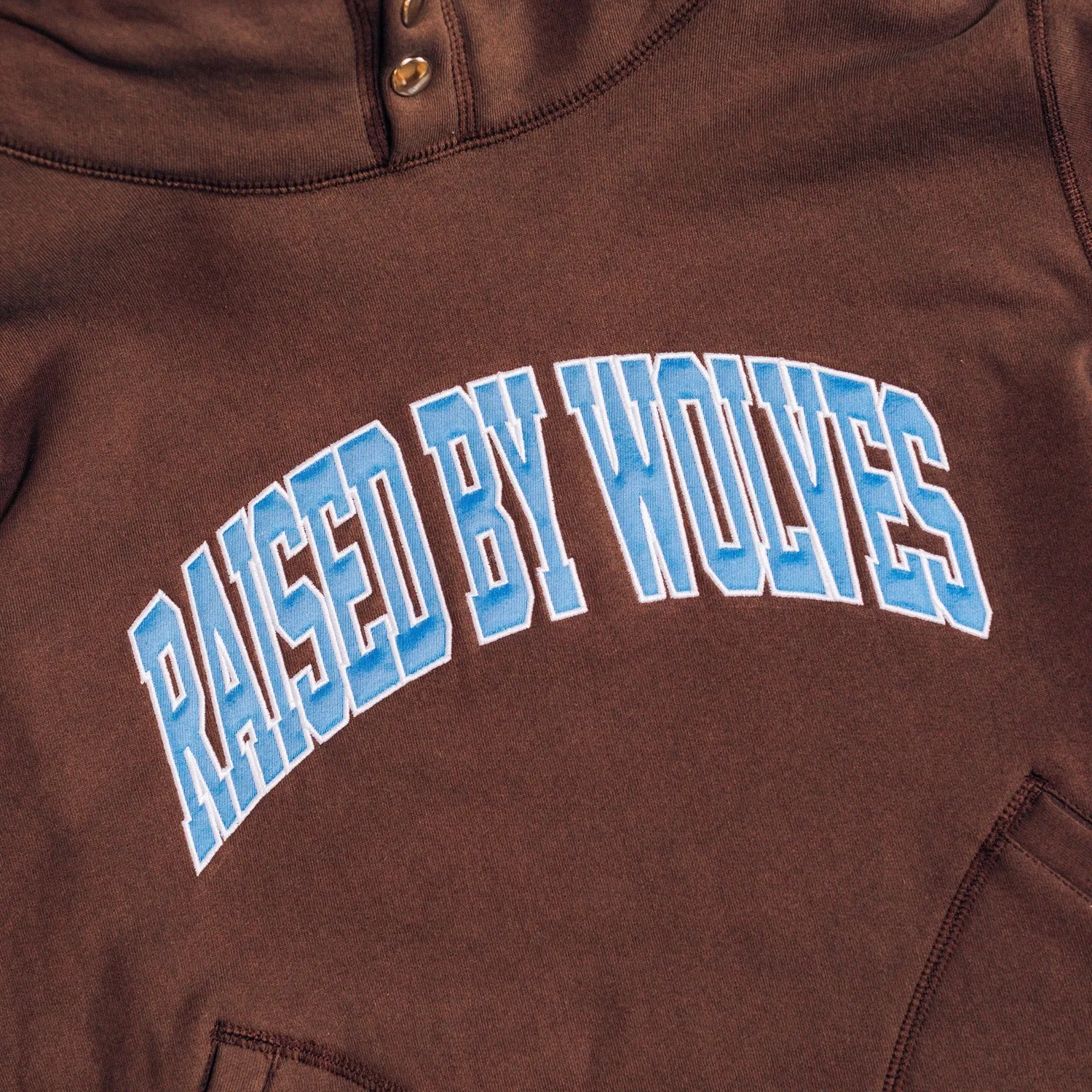 Raised By Wolves Collegiate Two-Pocket Snap Hoodie Chocolate