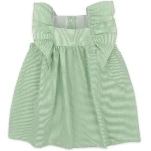 Rapife Girls Green Pinstripe Dress